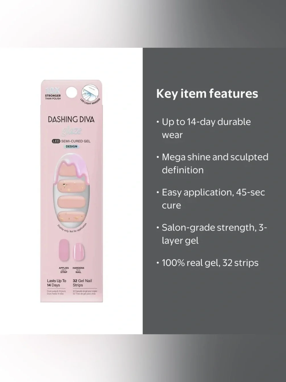 Dashing Diva GLAZE DESIGN, Semi-Cured Gel Nail Strips - Magnificence, NEW - Picture 2 of 6